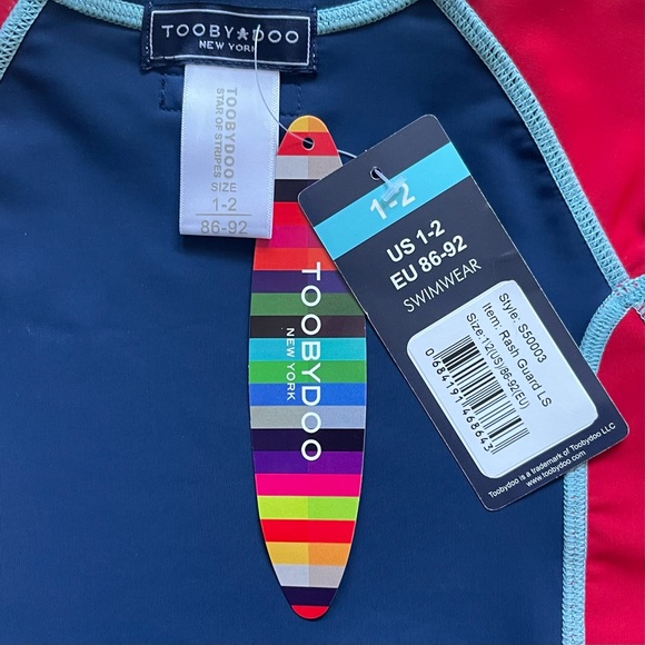 ToobyDoo Kids Unisex Long-sleeve Mondrian Rashguard - Size 1-2 - Picture 11 of 13